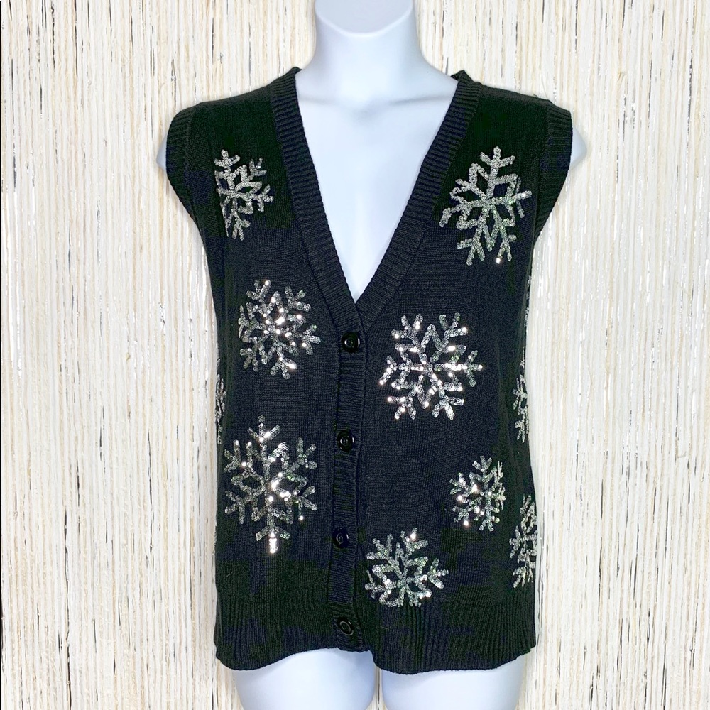 Tipsy Elves Sequin Snowflake Vest - image 1